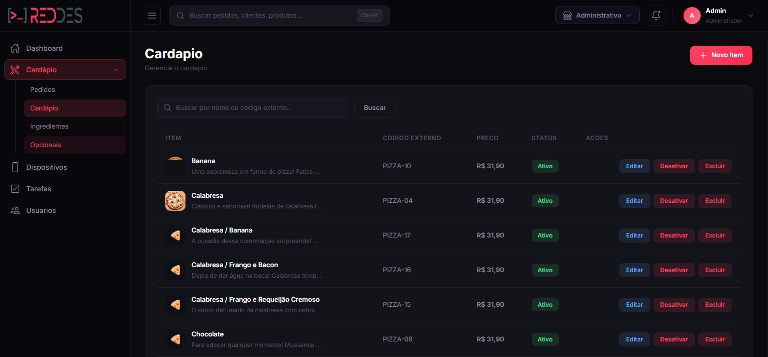 Tela da área de cardápio do BoxEats